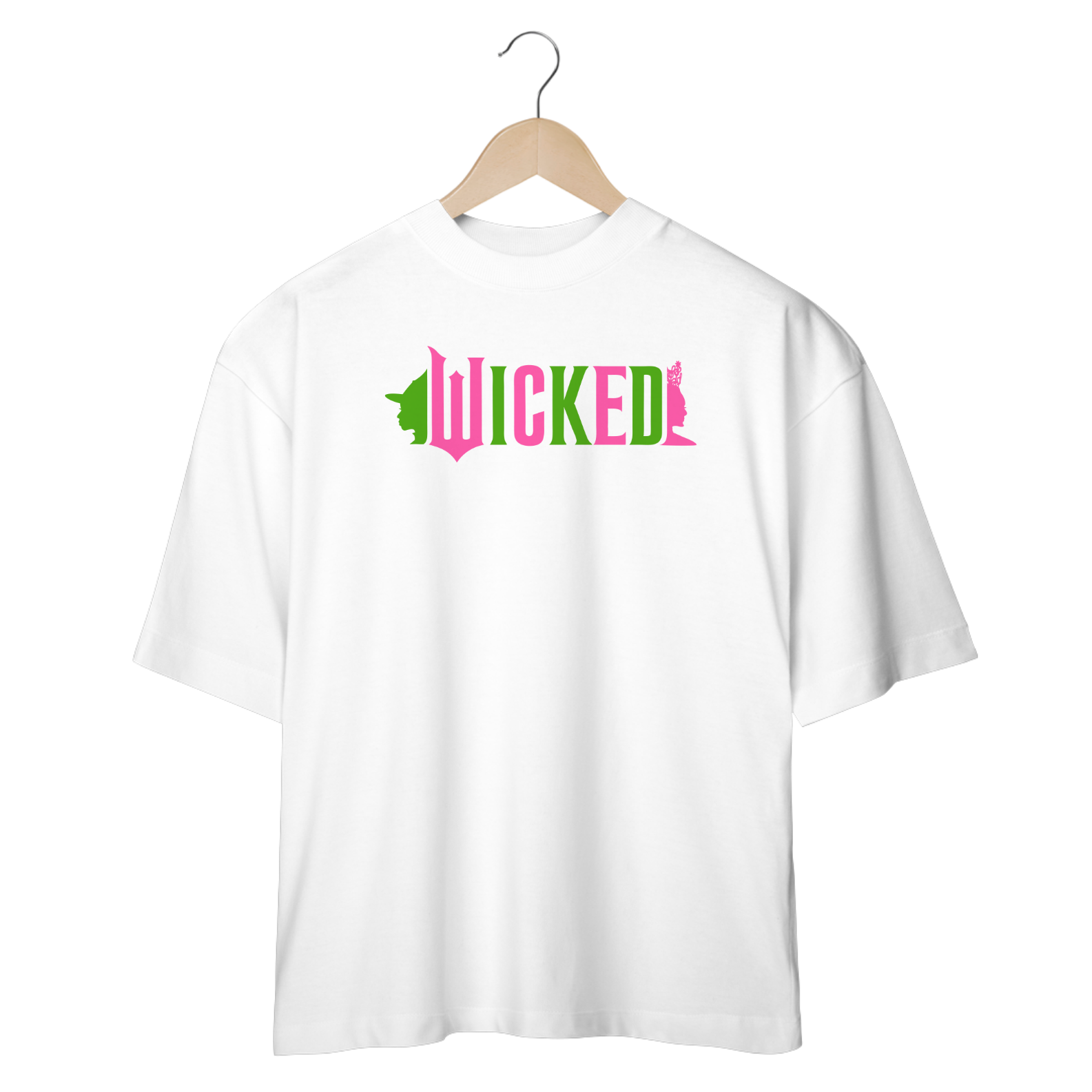 Camiseta Oversized - Wicked Movie (Pink And Green)