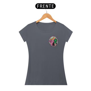 Nome do produtoCamiseta Feminina (Algodão Peruano) - Green Goes Well With Pink (Lateral)