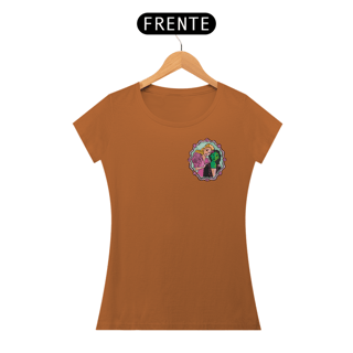 Nome do produtoCamiseta Feminina (Algodão Peruano) - Green Goes Well With Pink (Lateral)