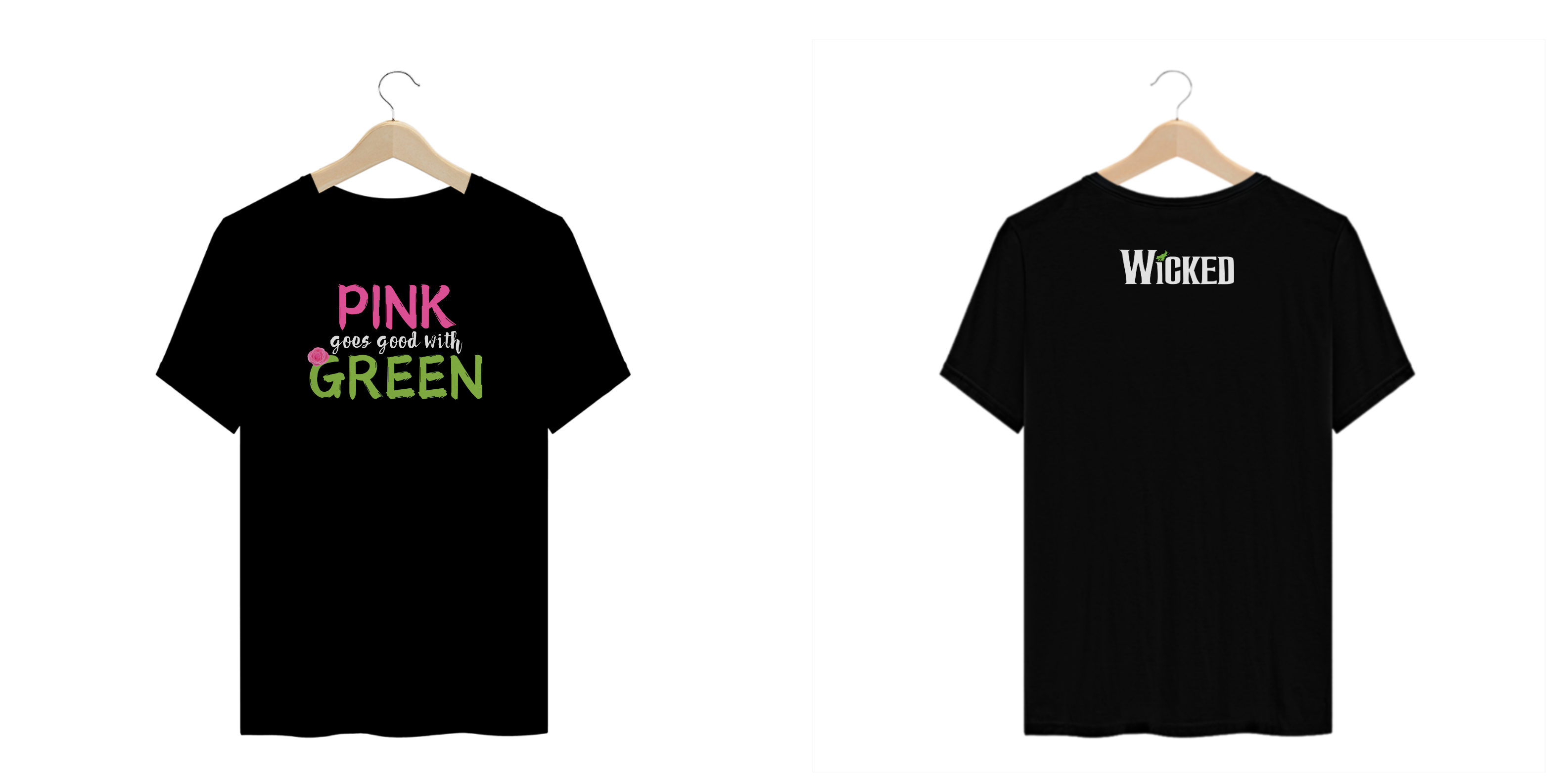 Camiseta Plus Size - Pink Goes Good With Green (Frente e Costas)