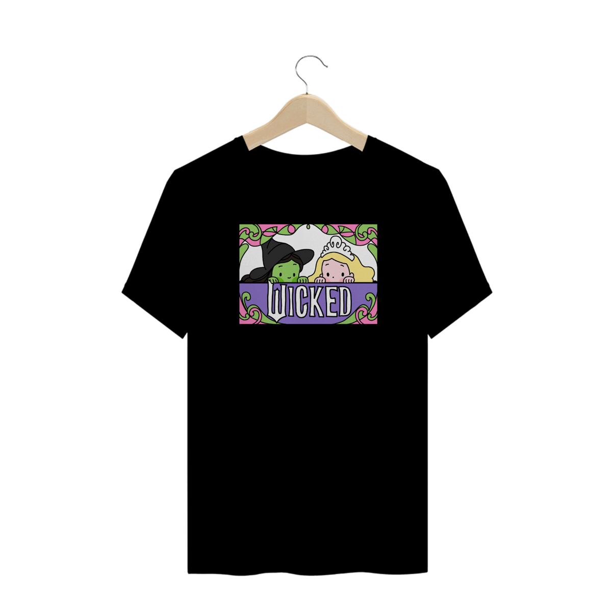 Nome do produto: Camiseta Plus Size - Elphaba & Glinda Peaking