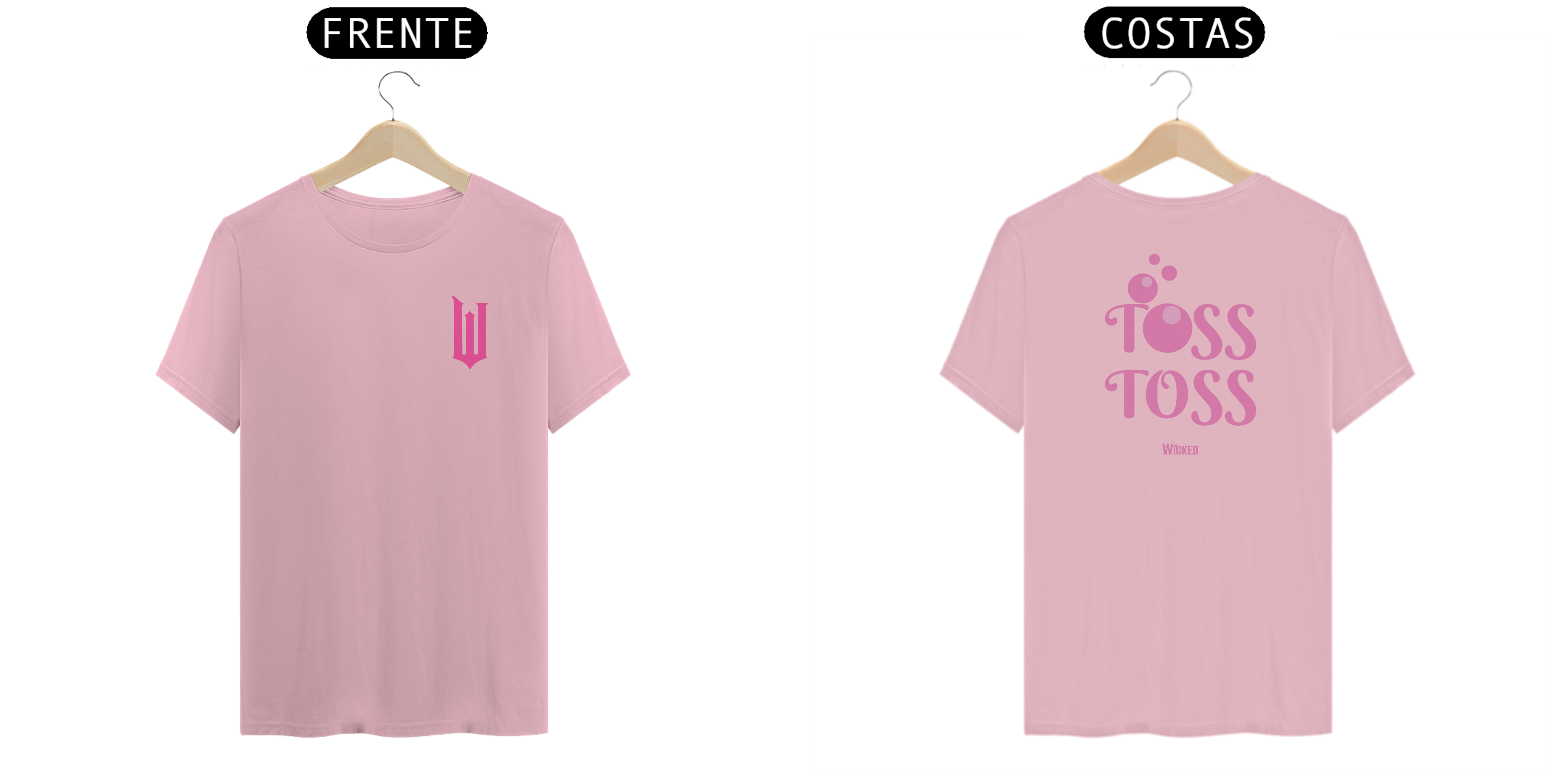 Camiseta (Algodão Peruano) - Wicked Logo Lateral Pink / Toss Toss (Frente e Costas)