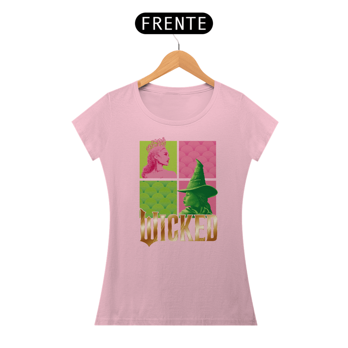 Nome do produto: Camiseta Feminina (Algodão Peruano) - Wicked (Elphaba and Glinda)