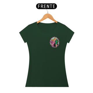 Nome do produtoCamiseta Feminina (Algodão Peruano) - Green Goes Well With Pink (Lateral)