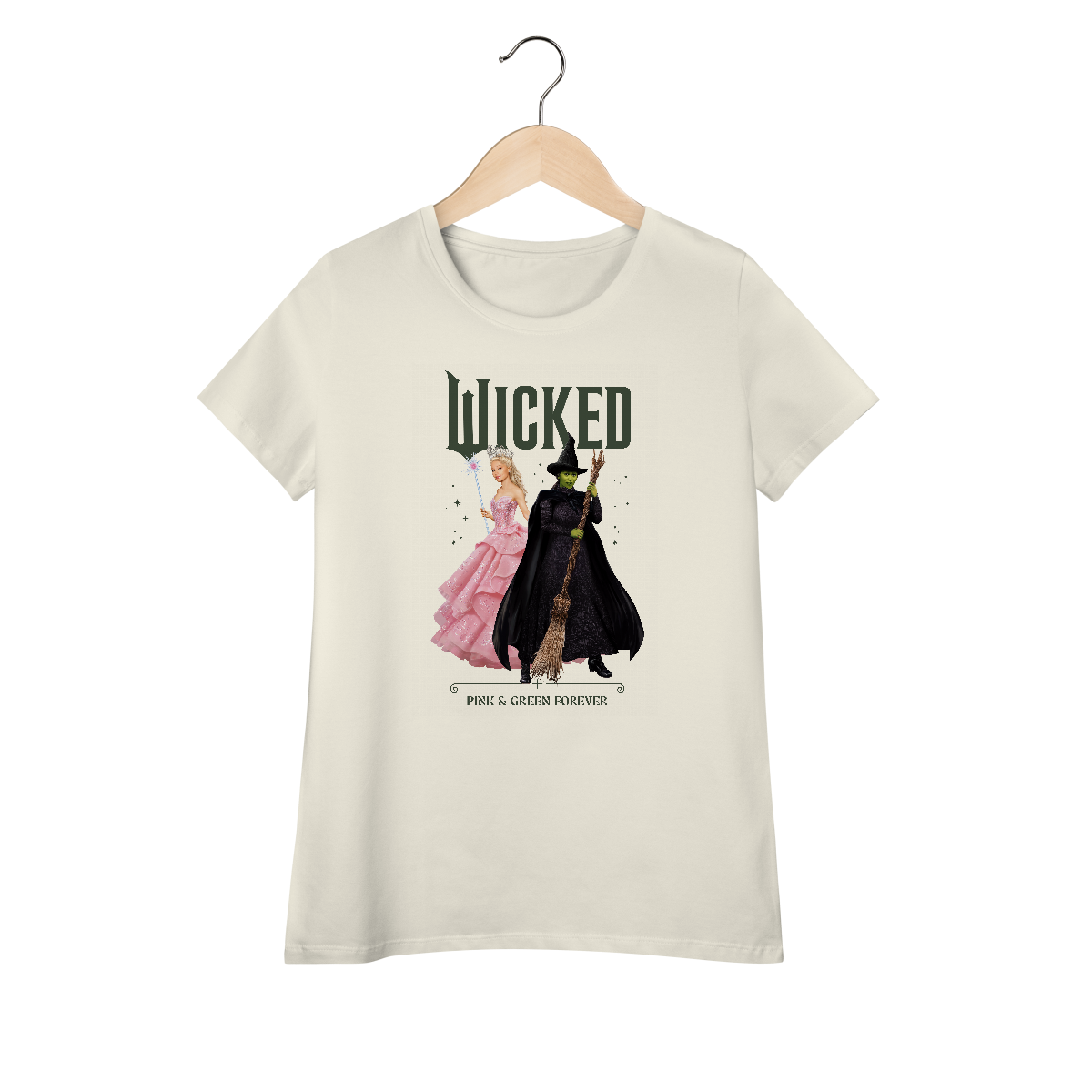Nome do produto: Camiseta Feminina (Algodão Peruano) - Wicked: Pink And Green Forever