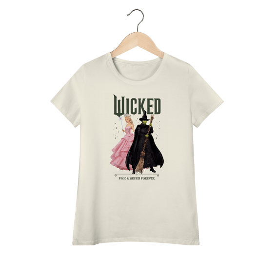 Camiseta Feminina (Algodão Peruano) - Wicked: Pink And Green Forever