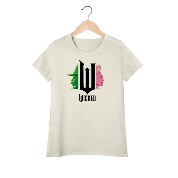 Camiseta Feminina (Algodão Peruano) - Wicked Movie (Pink And Green)