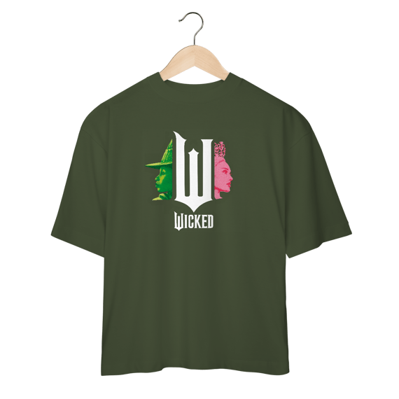 Camiseta Oversized - Wicked Movie (Pink And Green)