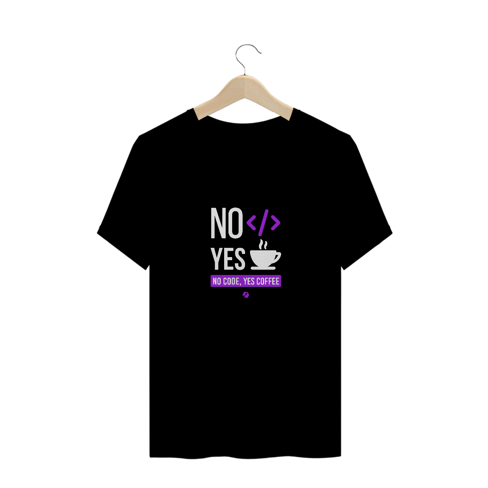 Camiseta Plus Size No Code Yes Coffee Preta 