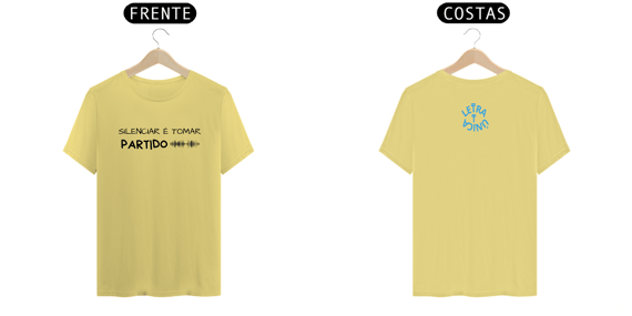 Camiseta Estonada Letra Unica Mensagem Silenciar é Tomar Partido