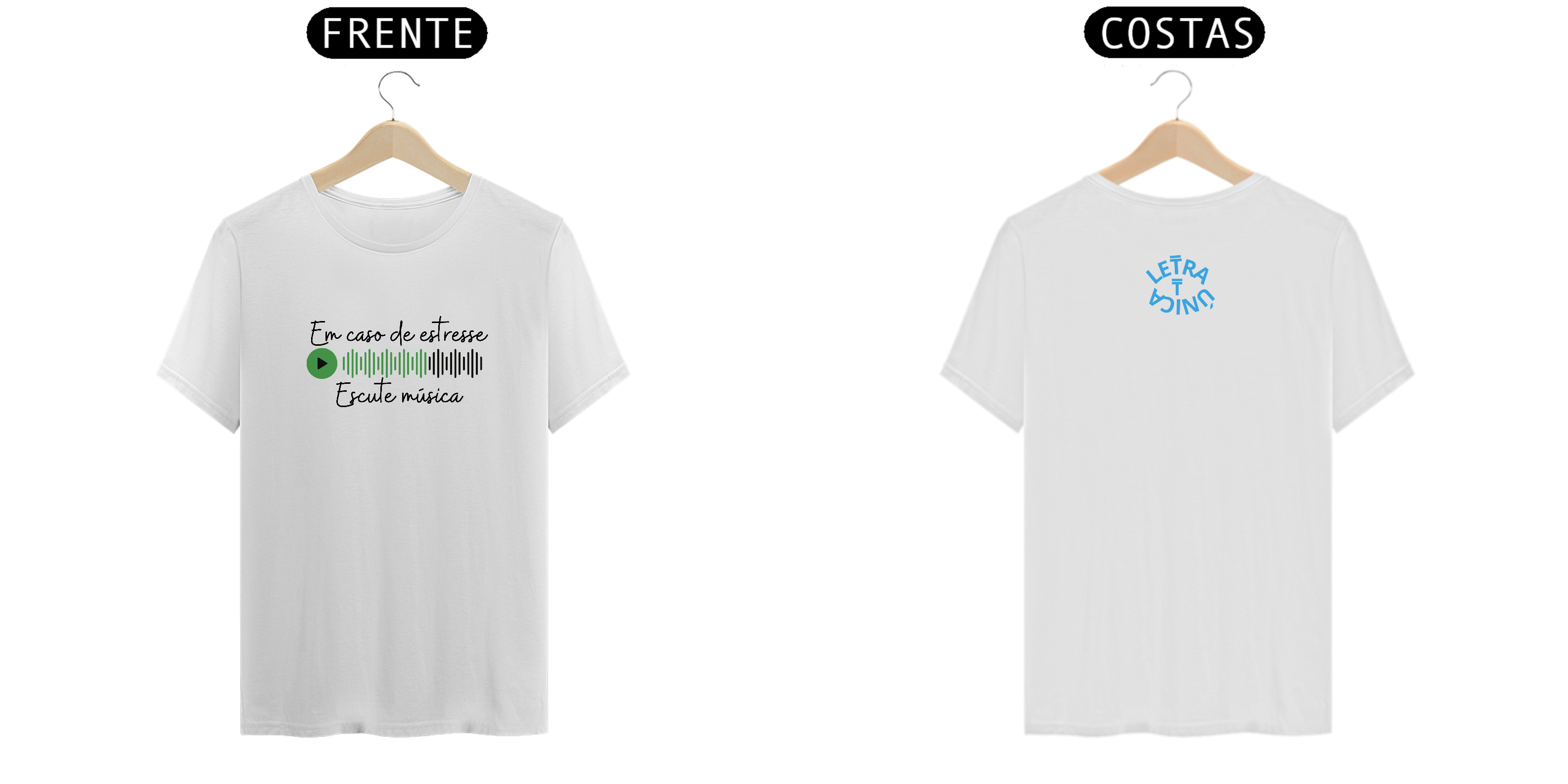 Camiseta Prime Letra Unica Mensagem Em Caso de Estresse Escute Música