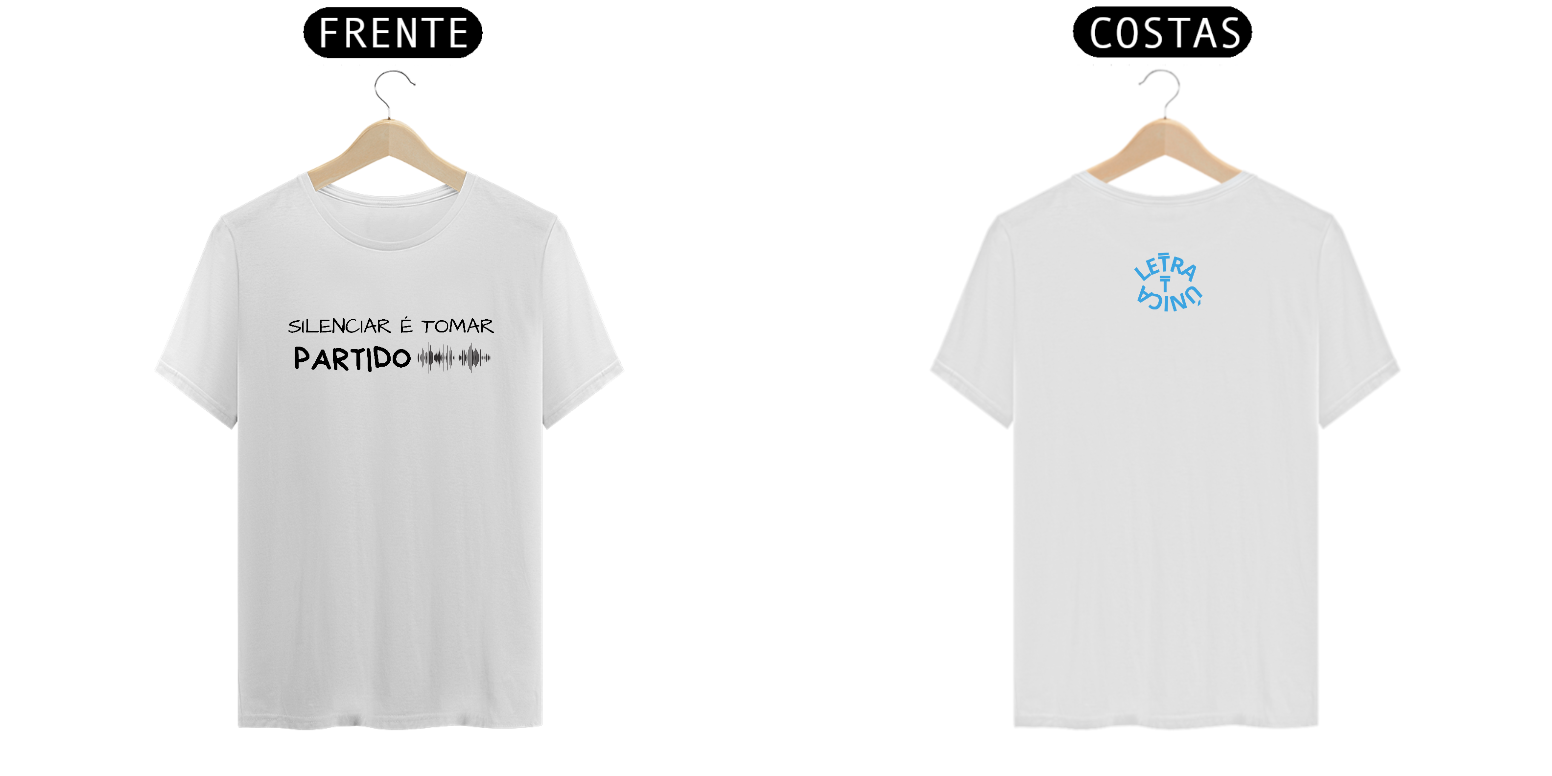 Camiseta Letra Unica Prime Mensagem Silenciar e Tomar Partido