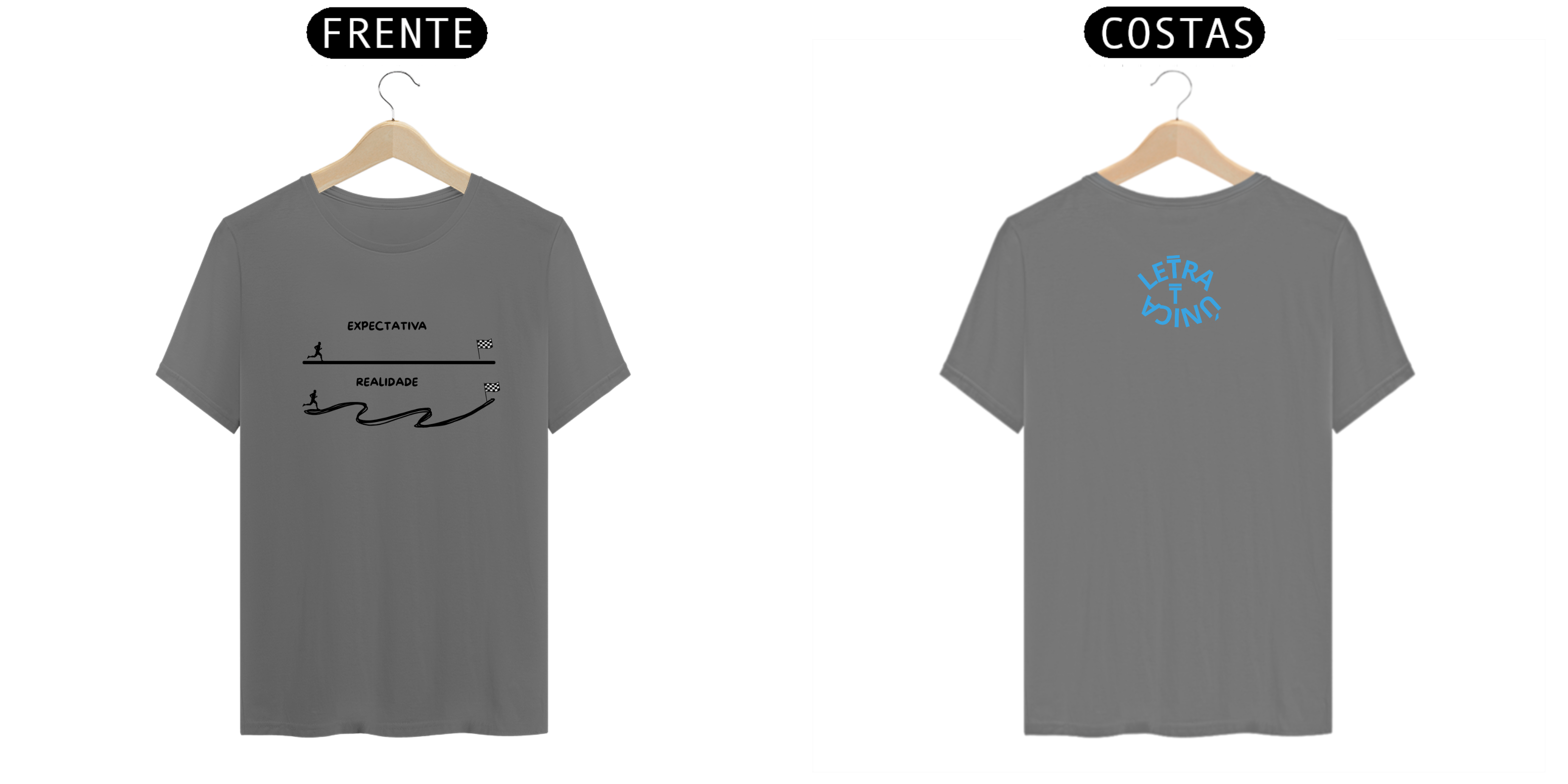Camiseta Estonada Letra Unica Mensagem Expectativa Realidade Masc