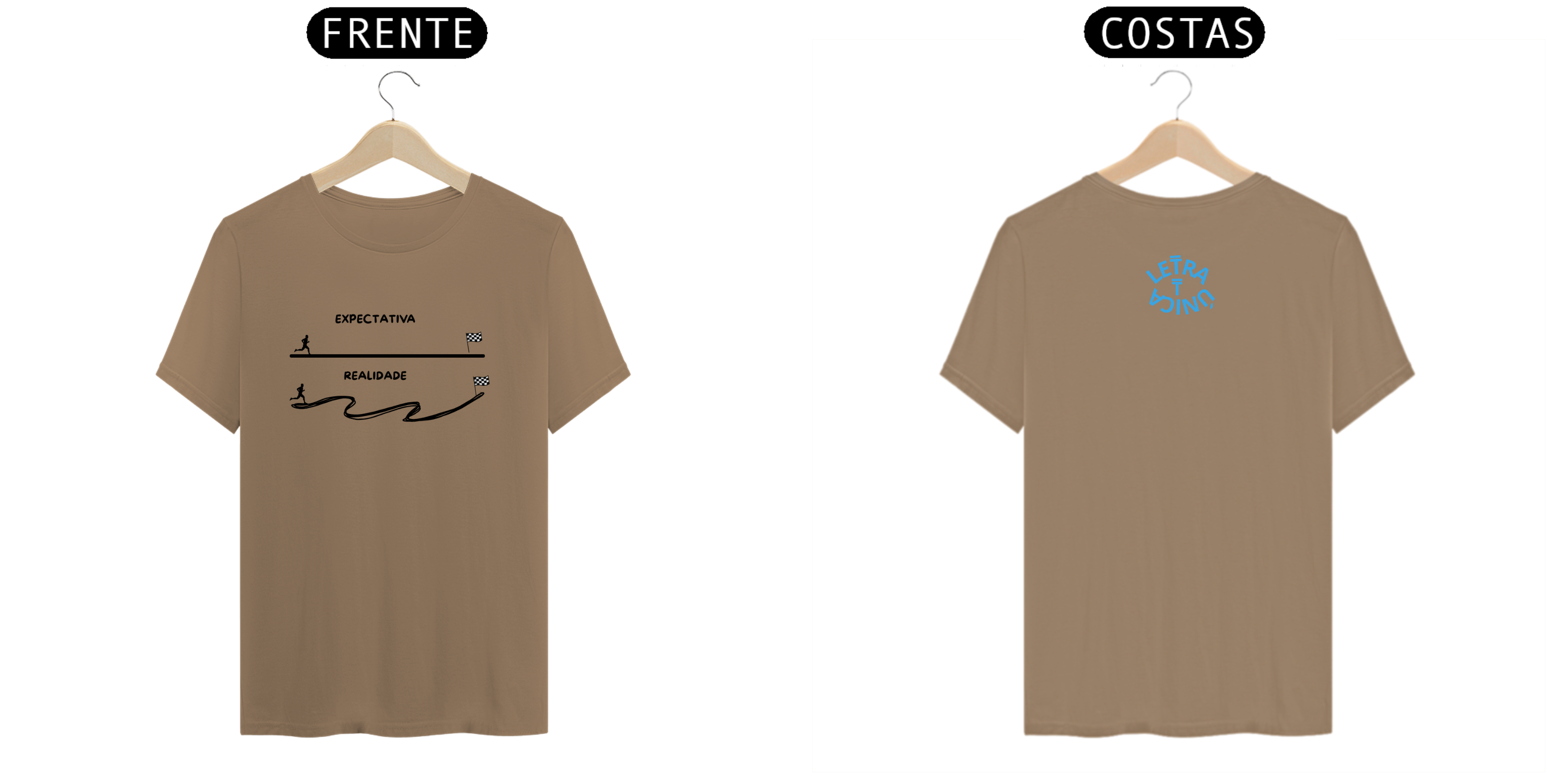 Camiseta Letra Unica Mensagem Expectativa Realidade