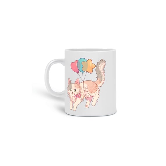 Caneca gatinho balãozinho
