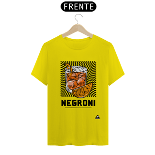 Nome do produto Camiseta de barman com estampa do famoso coquetel Negroni.