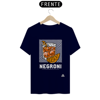 Nome do produto Camiseta de barman com estampa do famoso coquetel Negroni.