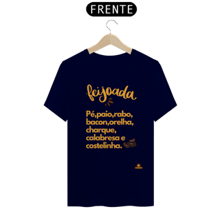 Nome do produto Camiseta Ingredientes da feijoada, descrevendo os principais ingredientes de uma deliciosa feijoada.