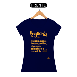 Nome do produto Camiseta Ingredientes da feijoada, descrevendo os principais ingredientes de uma deliciosa feijoada.