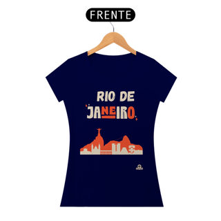 Nome do produto Camiseta feminina com linda silhueta do Rio de Janeiro, com as paisagens da cidade maravilhosa.