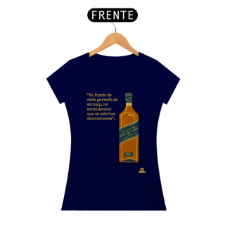 Nome do produto Camiseta com estampa de Garrafa de Whisky e frase melancólica 