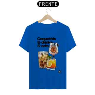 Nome do produto Camiseta de barman com coqueteis, drinks e arte, com estampa de lindos e deliciosos drinks.