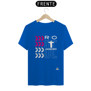 Nome do produto Camiseta de viagem da linda cidade do Rio de Janeiro, com estampa estilizada do belo calçadão de Copacabana.