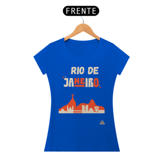 Nome do produto Camiseta feminina com linda silhueta do Rio de Janeiro, com as paisagens da cidade maravilhosa.