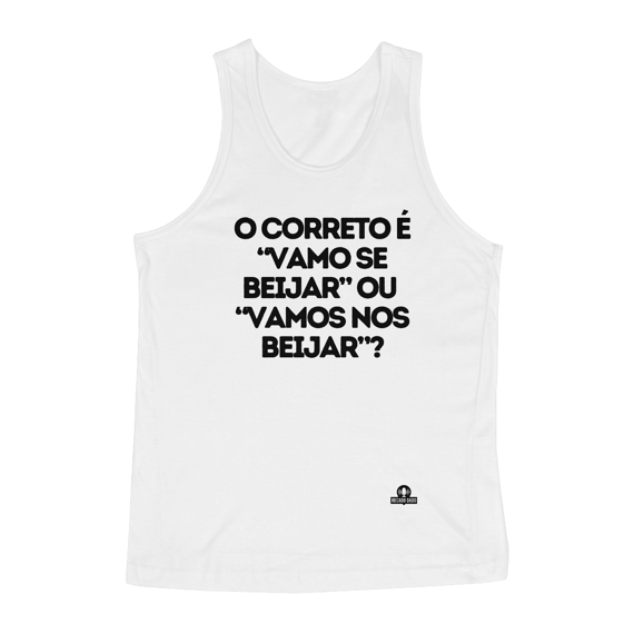 Camiseta regata de carnaval com frase engraçada 