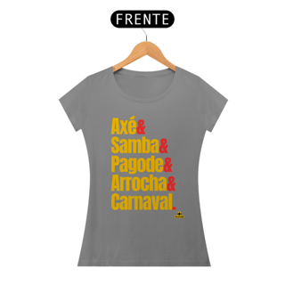 Nome do produto Camiseta baby long com estampa dos ritmos carnavalescos 