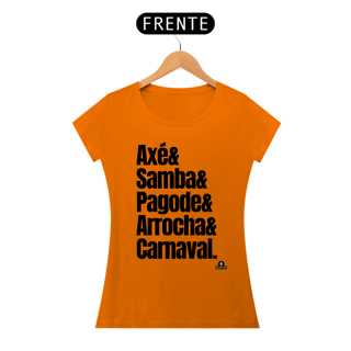 Nome do produto Camiseta baby long com estampa dos ritmos carnavalescos 