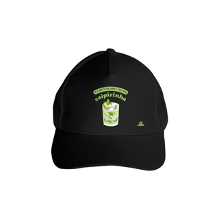 Nome do produto Boné aba curva de barman com estampa do tradicional drink brasileiro: caipirinha, e frase 