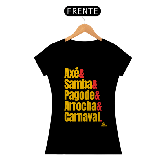 Camiseta baby long com estampa dos ritmos carnavalescos 