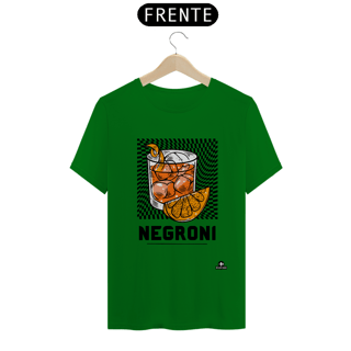 Nome do produto Camiseta de barman com estampa do famoso coquetel Negroni.