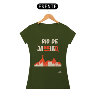 Nome do produto Camiseta feminina com linda silhueta do Rio de Janeiro, com as paisagens da cidade maravilhosa.