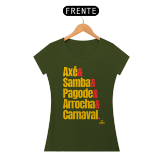 Nome do produto Camiseta baby long com estampa dos ritmos carnavalescos 