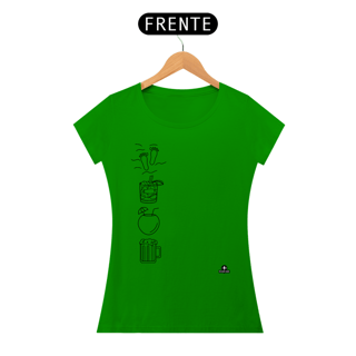 Nome do produto Camiseta feminina de samba com estampa que remete à música 