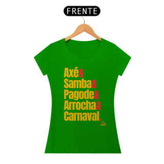 Nome do produto Camiseta baby long com estampa dos ritmos carnavalescos 