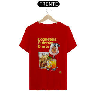 Nome do produto Camiseta de barman com coqueteis, drinks e arte, com estampa de lindos e deliciosos drinks.