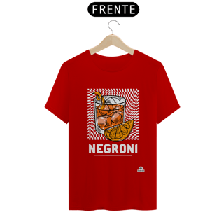Nome do produto Camiseta de barman com estampa do famoso coquetel Negroni.