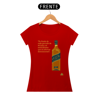 Nome do produto Camiseta com estampa de Garrafa de Whisky e frase melancólica 