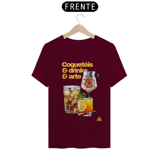 Nome do produto Camiseta de barman com coqueteis, drinks e arte, com estampa de lindos e deliciosos drinks.