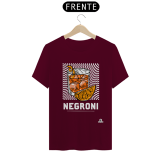 Nome do produto Camiseta de barman com estampa do famoso coquetel Negroni.