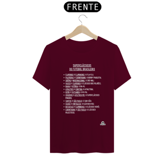 Nome do produto Camiseta superclássicos do futebol brasileiro, com os apelidos dos confrontos.