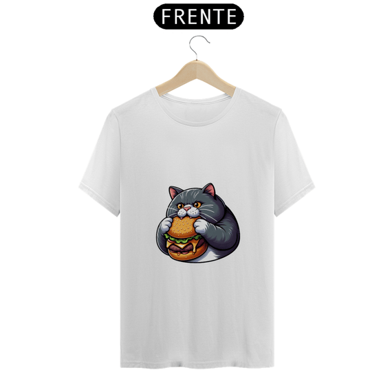 Camiseta Stickers - Gato Hamburger