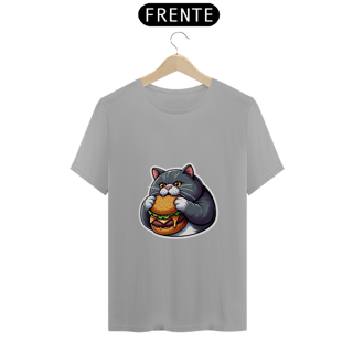 Nome do produto Camiseta Stickers - Gato Hamburger