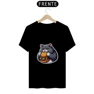 Nome do produto Camiseta Stickers - Gato Hamburger