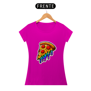 Nome do produto Camiseta Sticker Feminina - Pizza Rainbow