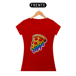 Nome do produto Camiseta Sticker Feminina - Pizza Rainbow