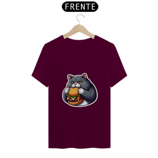 Nome do produto Camiseta Stickers - Gato Hamburger